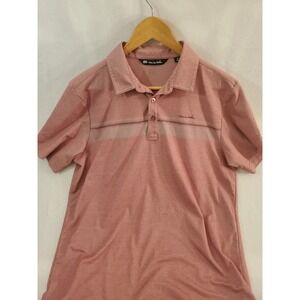 Travis Mathew Pima Blend Short Sleeve Polo Shirt Men's Size Medium Red Striped